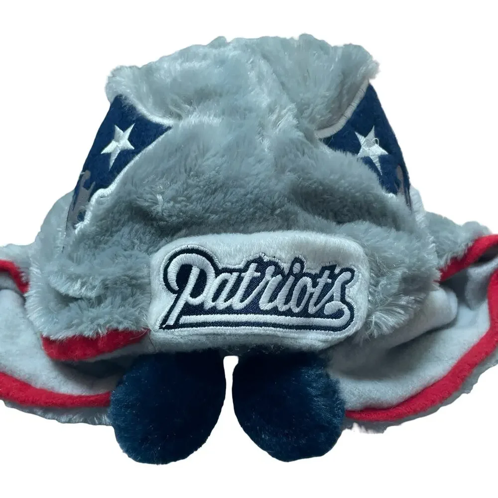 New England Patriots Trapper Hat Forever Collectibles Faux Fur Ushanka Pom